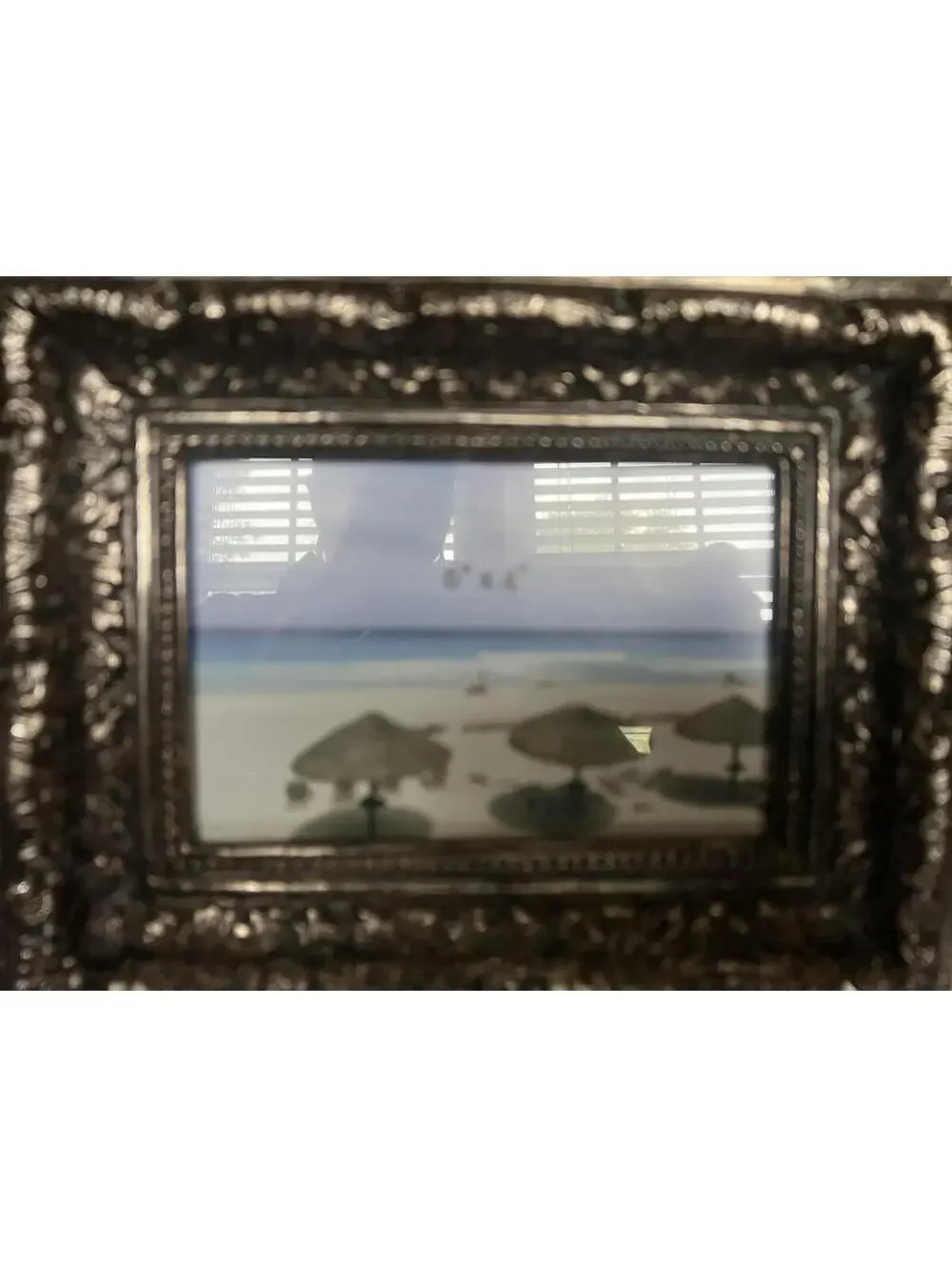 Heavy Vintage Ornate Cast Metal Picture Frame